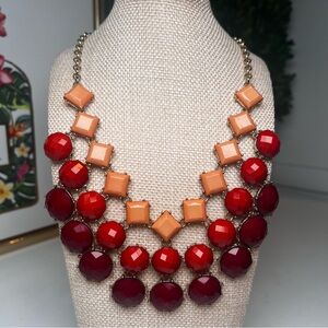 Boho Glam Vintage Inspired Red Burgundy Chunky Bib Whimsical Statement Necklace